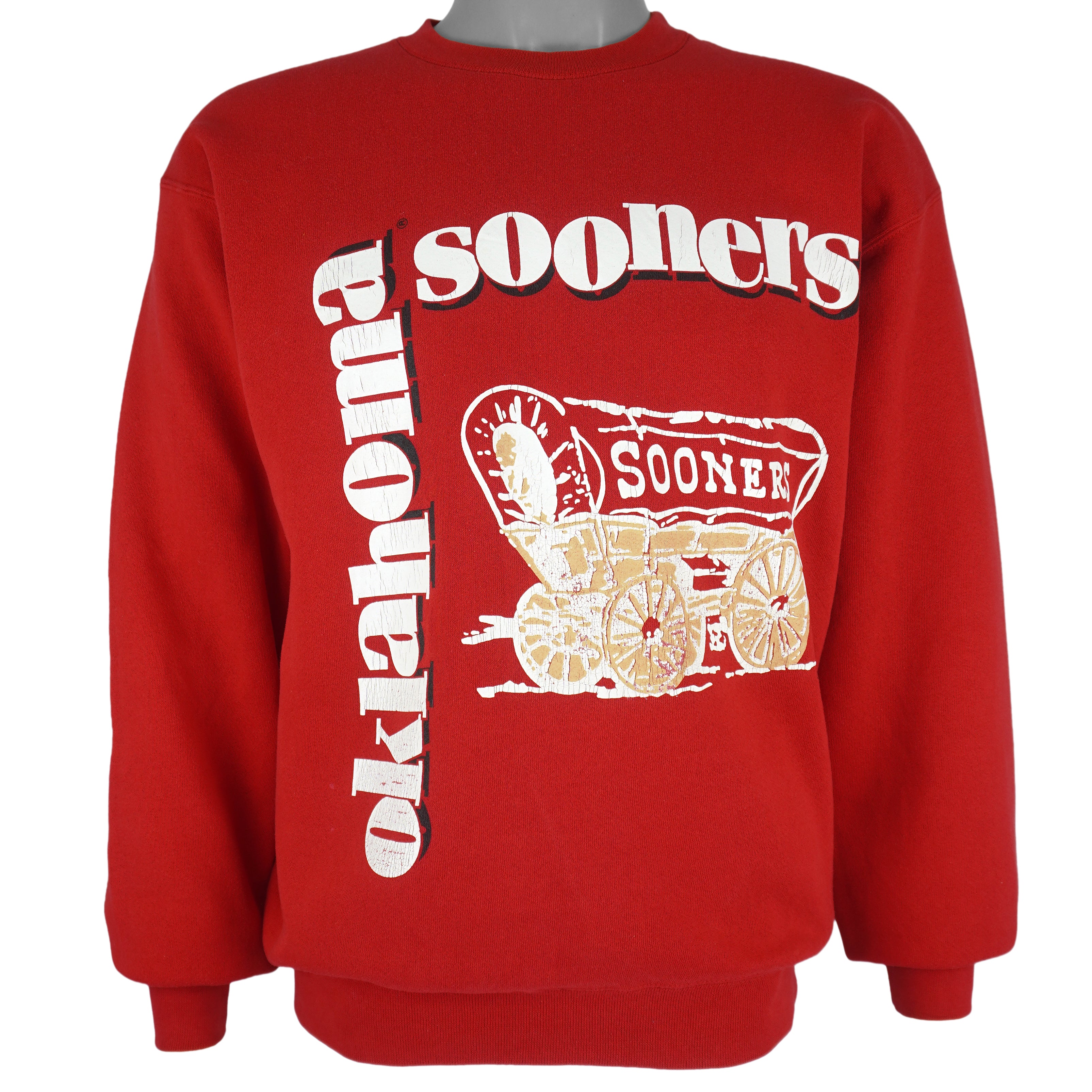 NCAA (PM Sports) - Oklahoma Sooners Big Logo Crew Neck Sweatshirt 1990s Medium Vintage Retro