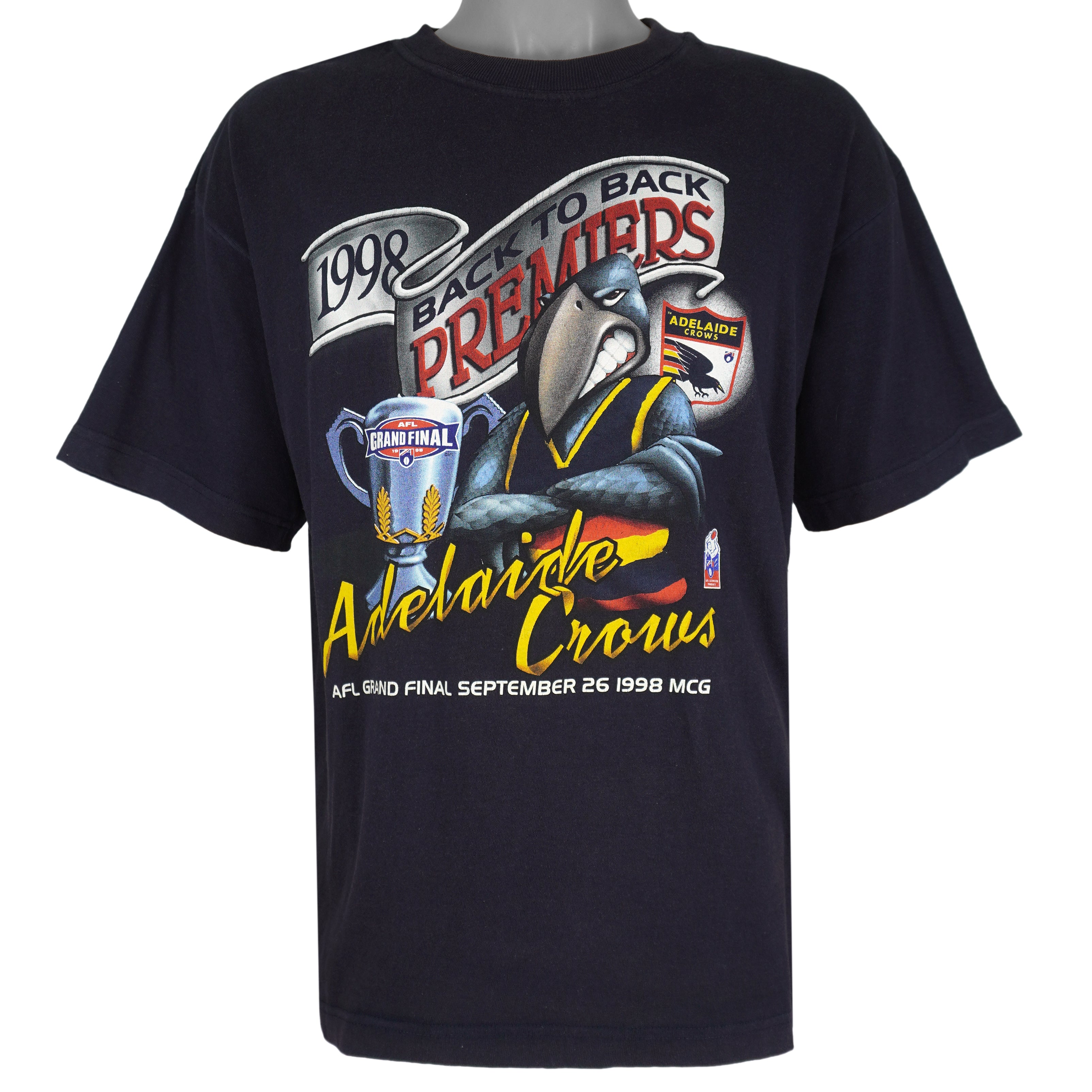 Vintage - Adelaide Crows AFL Grend Final Spell-Out T-Shirt 1998 Large Vintage Retro Football