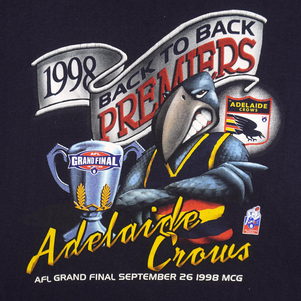 Vintage - Adelaide Crows AFL Grend Final Spell-Out T-Shirt 1998 Large Vintage Retro Football