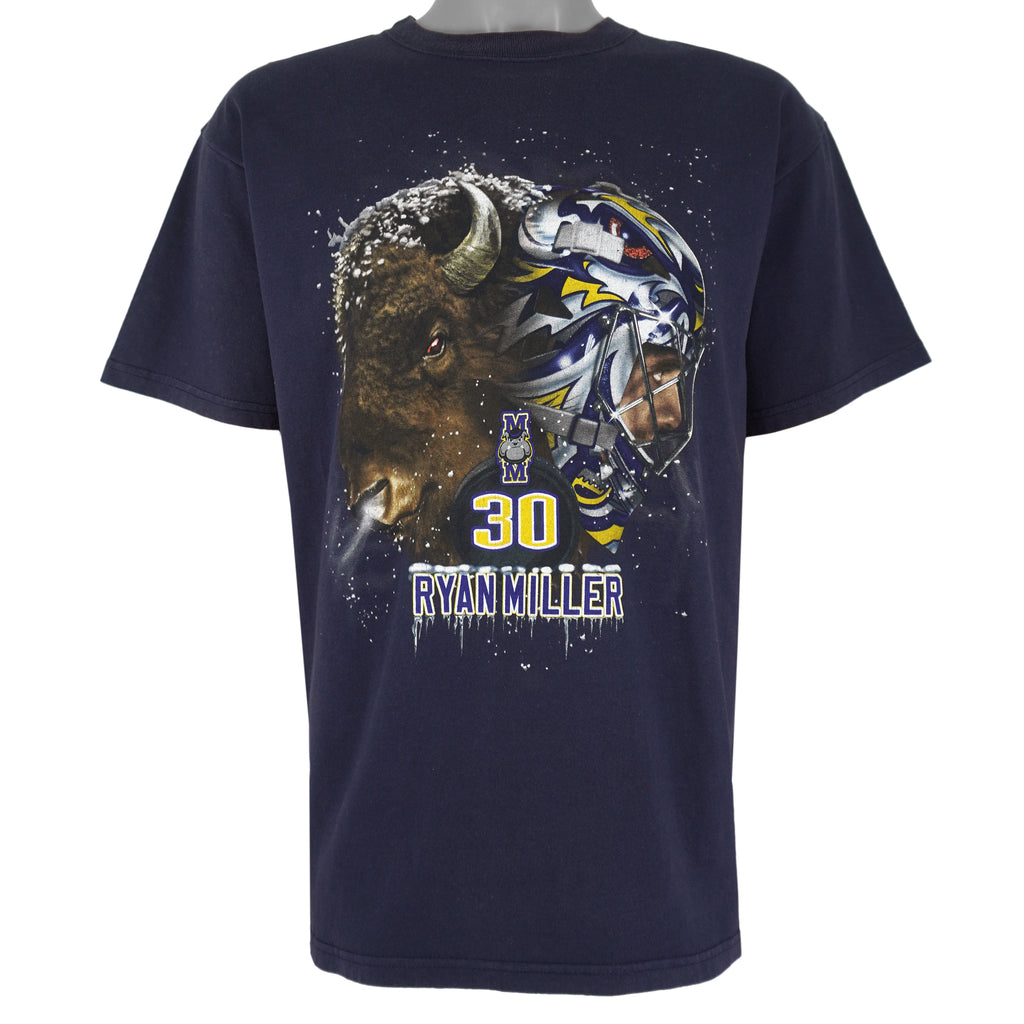 NHL - Buffalo Sabres Ryan Miller #30 Spell-Out T-Shirt 1990s Large Vintage Retro Hockey