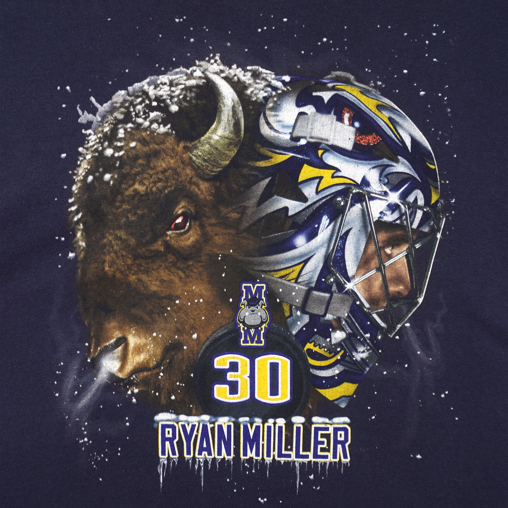 NHL - Buffalo Sabres Ryan Miller #30 Spell-Out T-Shirt 1990s Large Vintage Retro Hockey