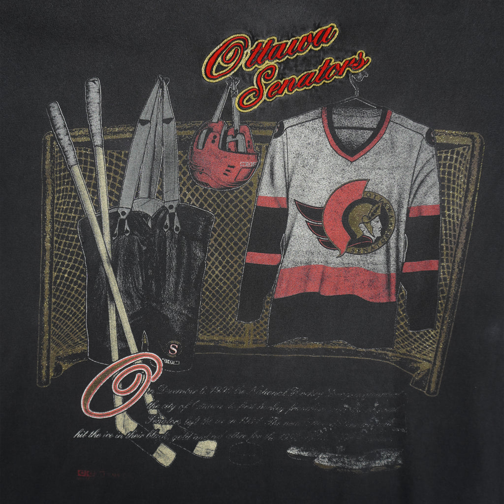 NHL (Nutmeg) - Ottawa Senators Single Stitch Locker Room T-Shirt 1990s X-Large Vintage Retro Hockey