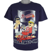 MLB (Mendez) - Atlanta Braves x Flinstone Single Stitch T-Shirt 1994 Large Vintage Retro Baseball
