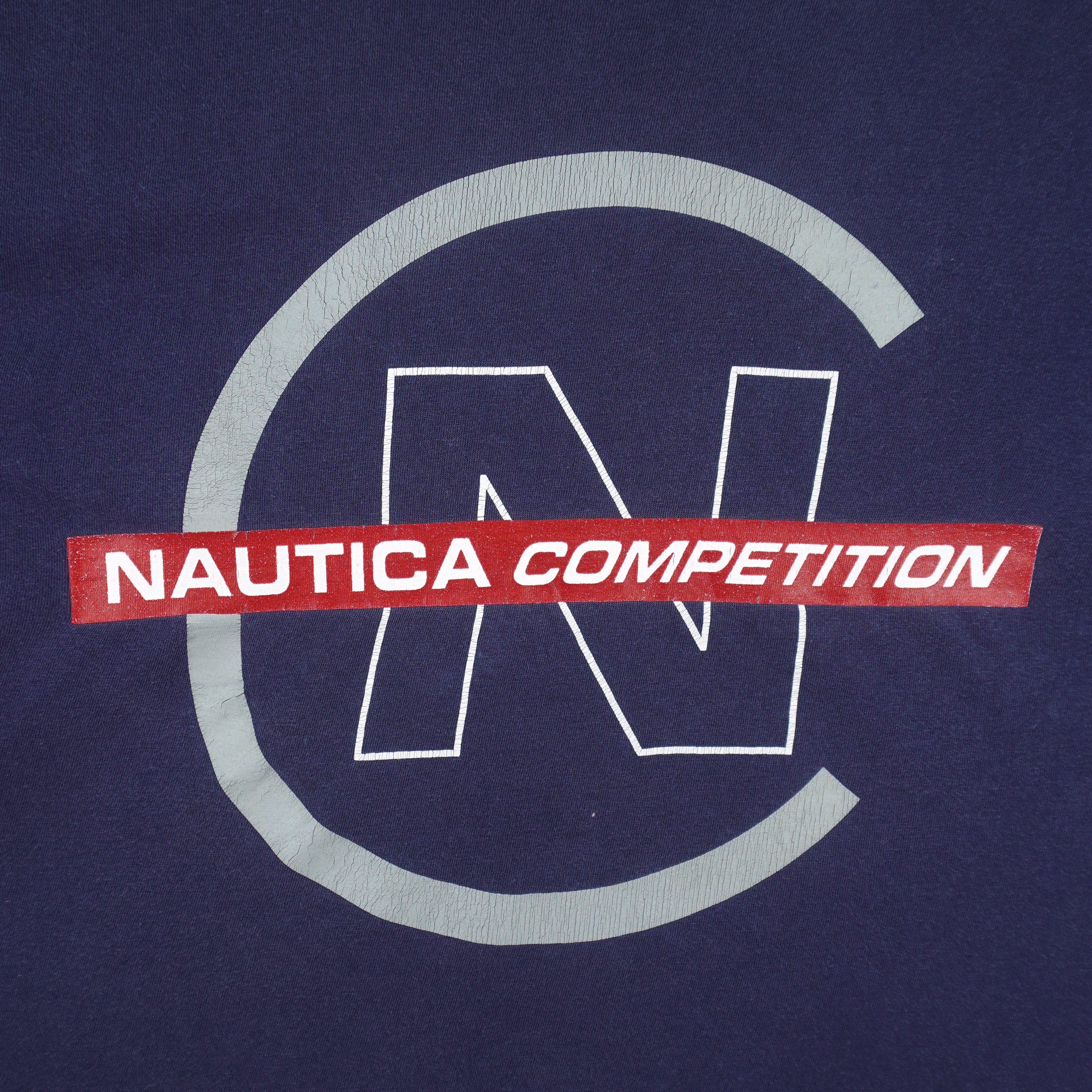 Nautica - Blue Nautica Competition Spell-Out T-Shirt 1990s X-Large Vintage Retro