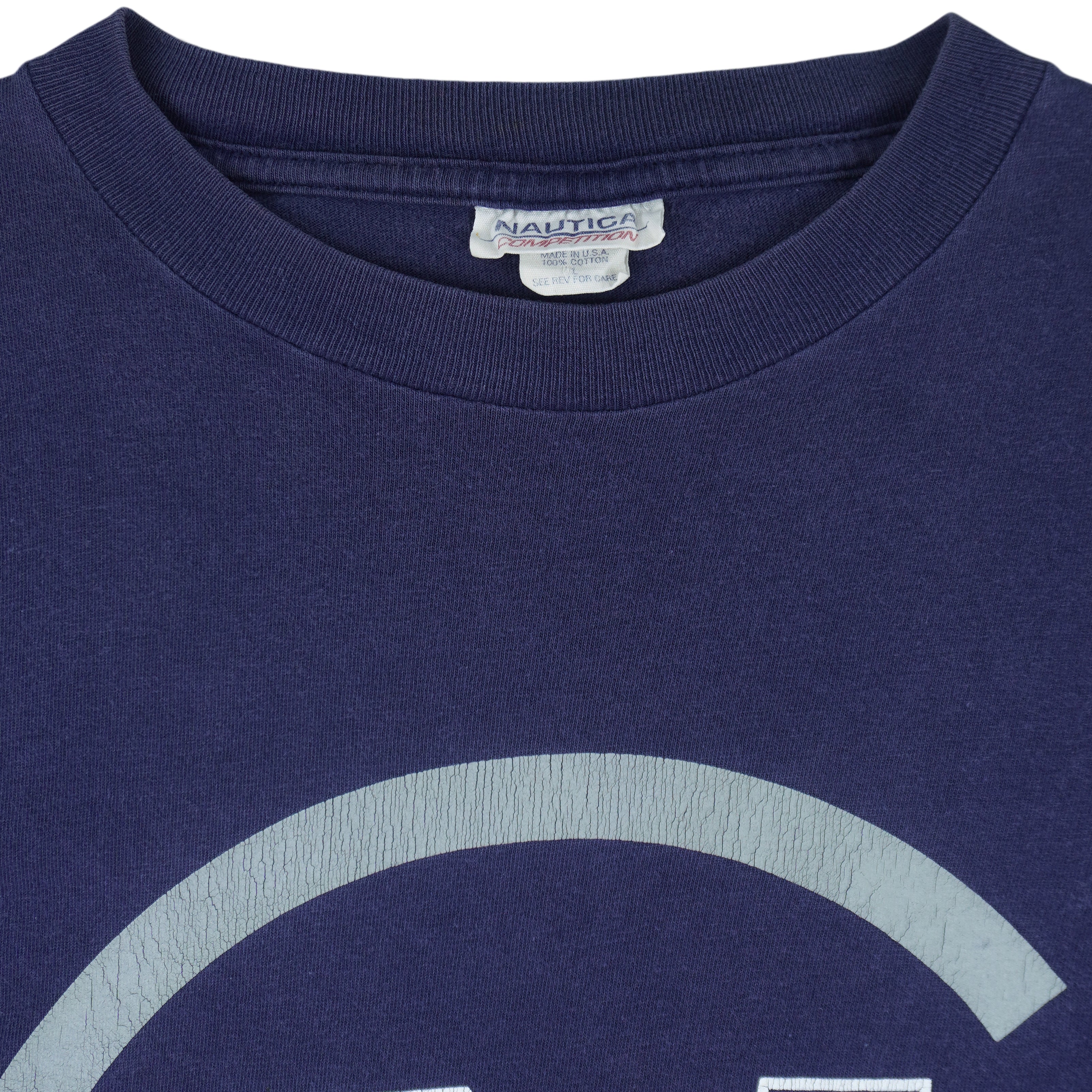 Nautica - Blue Nautica Competition Spell-Out T-Shirt 1990s X-Large Vintage Retro