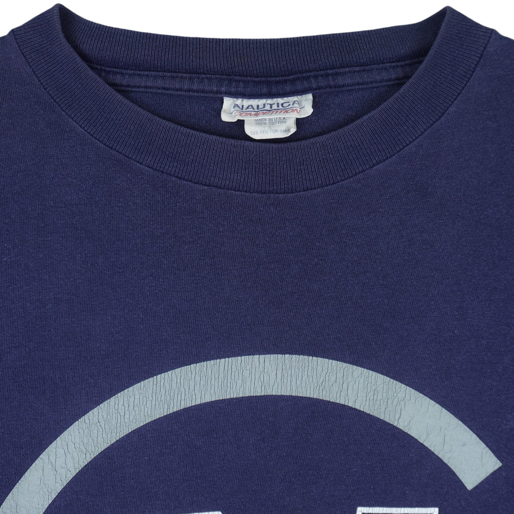 Nautica - Blue Nautica Competition Spell-Out T-Shirt 1990s X-Large Vintage Retro