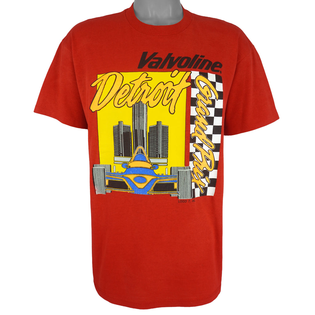 NASCAR (Logo 7) - Valvoline Detroit Grand Prix Racing Single Stitch T-Shirt 1980s X-Large Vintage Retro