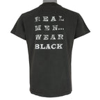 Vintage (Hanes) - Cameo Real Men Wear Black Single Stitch T-Shirt 1990 Medium Vintage Retro
