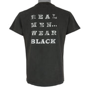 Vintage (Hanes) - Cameo Real Men Wear Black Single Stitch T-Shirt 1990 Medium Vintage Retro