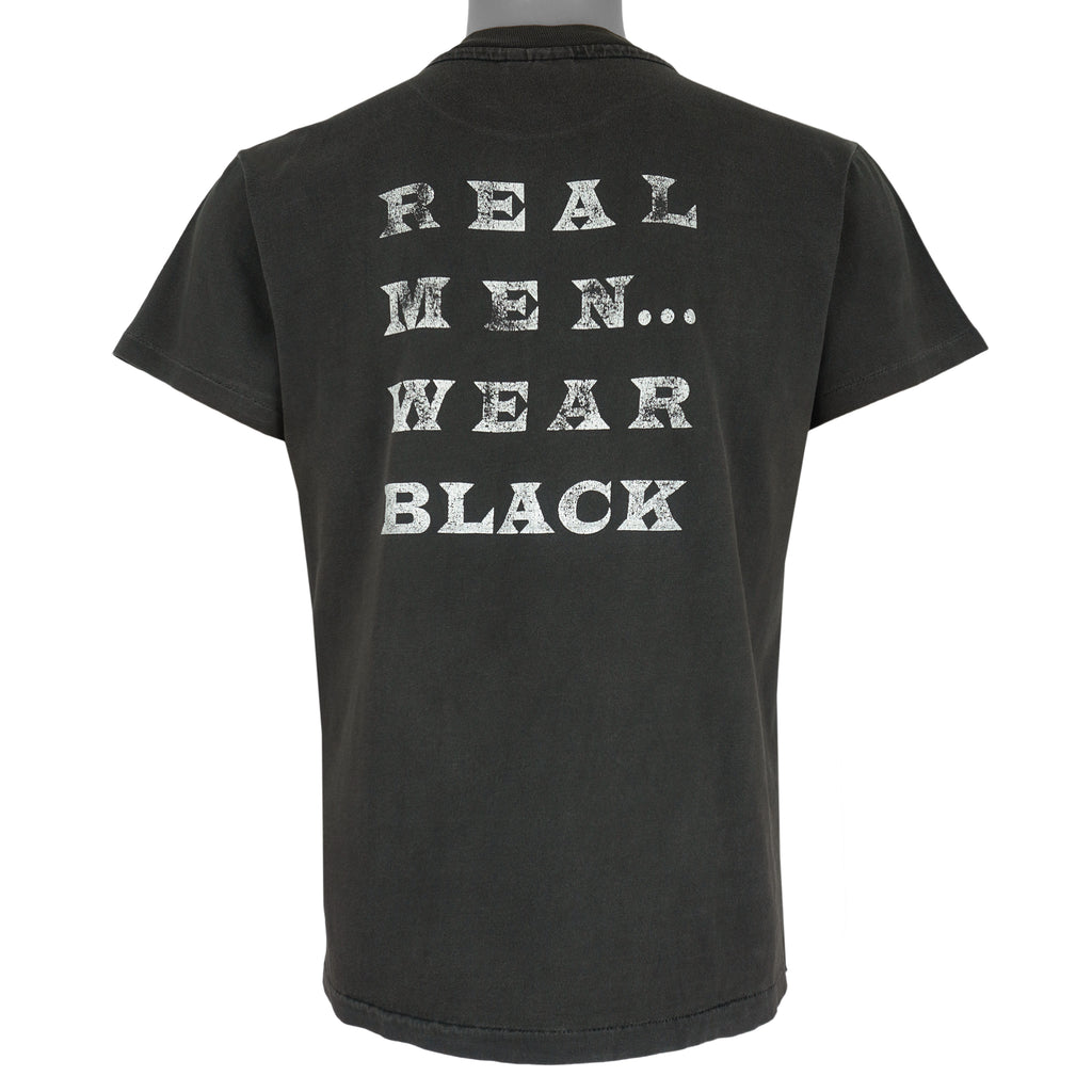 Vintage (Hanes) - Cameo Real Men Wear Black Single Stitch T-Shirt 1990 Medium Vintage Retro