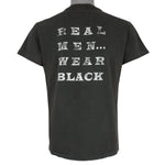 Vintage (Hanes) - Cameo Real Men Wear Black Single Stitch T-Shirt 1990 Medium Vintage Retro
