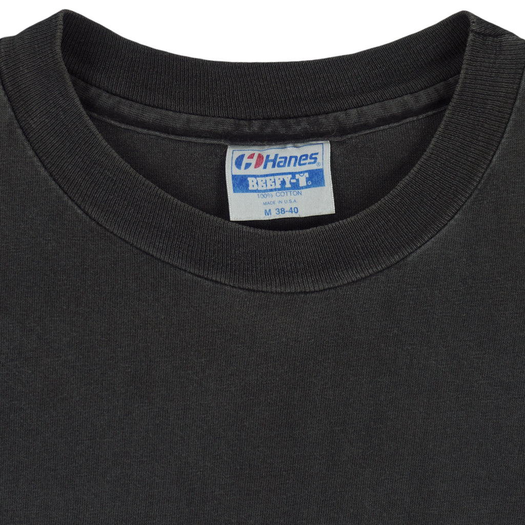 Vintage (Hanes) - Cameo Real Men Wear Black Single Stitch T-Shirt 1990 Medium Vintage Retro