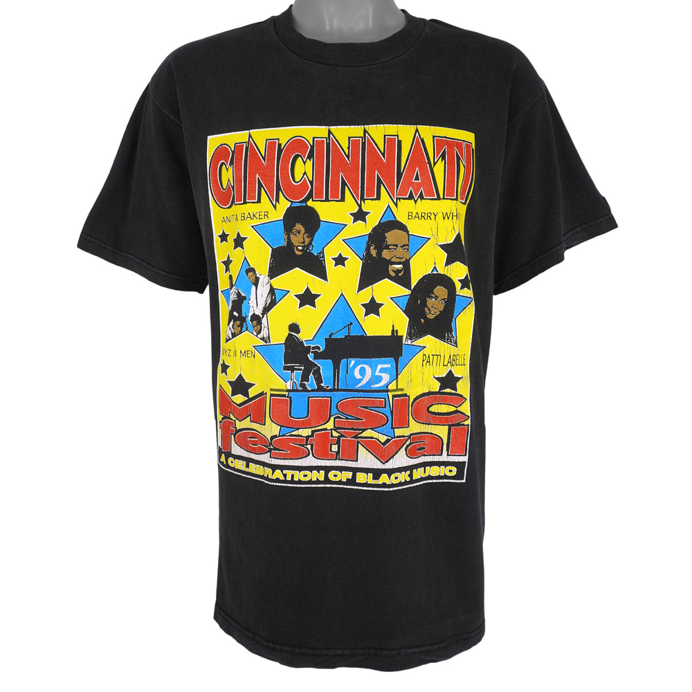 Vintage (Logo 7) - Cincinnati Music Festival T-Shirt 1995 Large in black