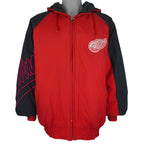 NHL (Logo Athletic) - Detroit Red Wings Hooded Puffer Jacket 2000s X-Large Vintage Retro Hockey