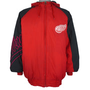 NHL (Logo Athletic) - Detroit Red Wings Hooded Puffer Jacket 2000s X-Large Vintage Retro Hockey