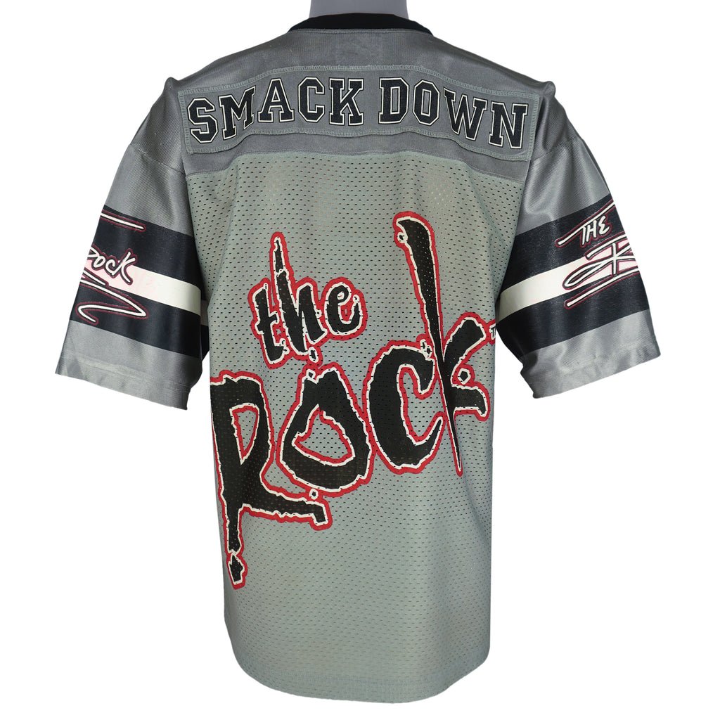Vintage - WWE The Rock SmackDown Jersey T-Shirt 1999 Medium Vintage Retro