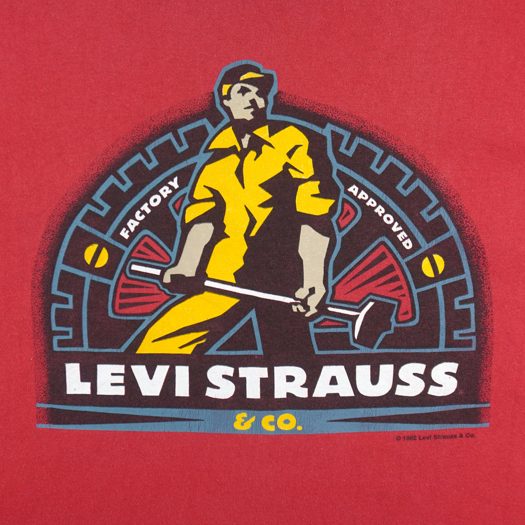Levis - Strauss & Co Spell-Out T-Shirt 1992 Large Vintage Retro