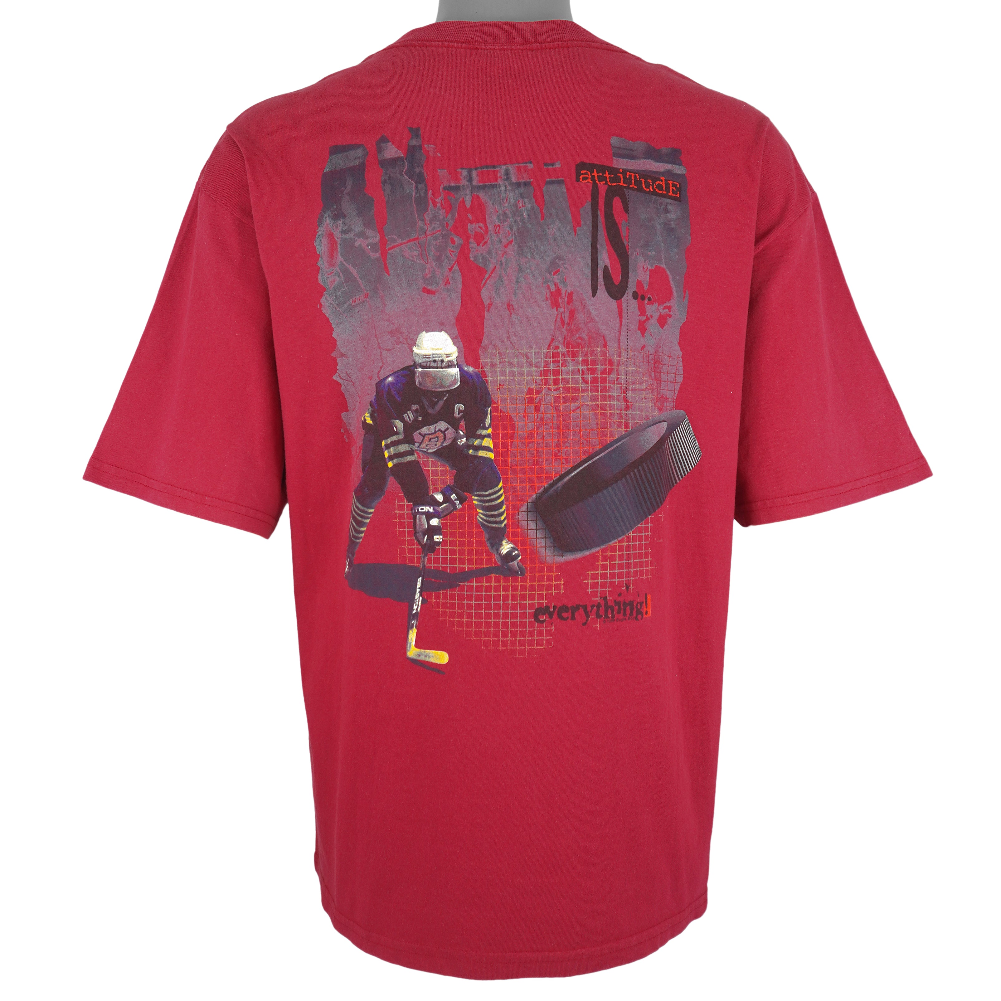 Vintage - Attitude Is Hockey Spell-Out T-Shirt 1998 Large Vintage Retro