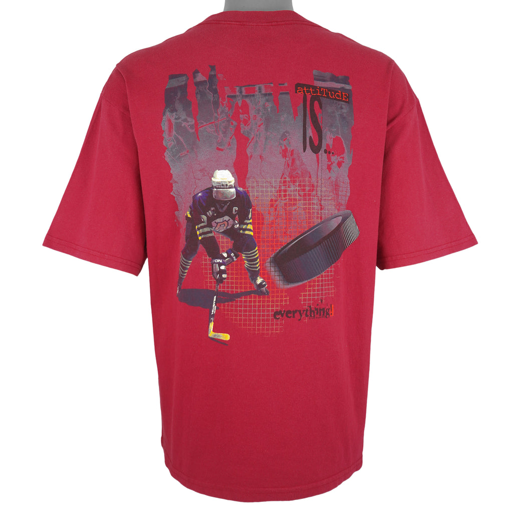 Vintage - Attitude Is Hockey Spell-Out T-Shirt 1998 Large Vintage Retro