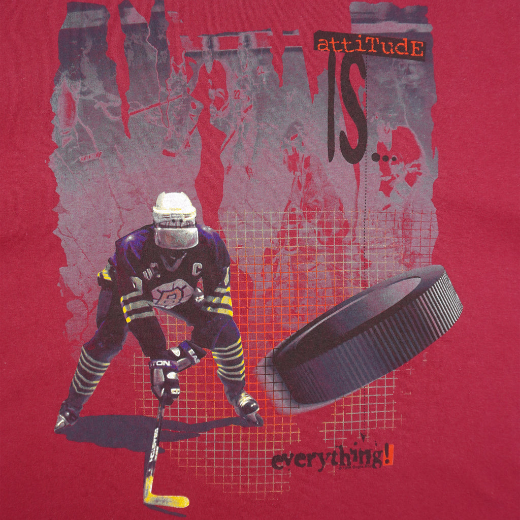 Vintage - Attitude Is Hockey Spell-Out T-Shirt 1998 Large Vintage Retro