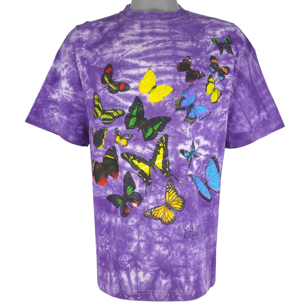 Vintage (Tico) - Butterflies Rainforest Costa Rica Tie-Dye T-Shirt 1990s X-Large Vintage Retro