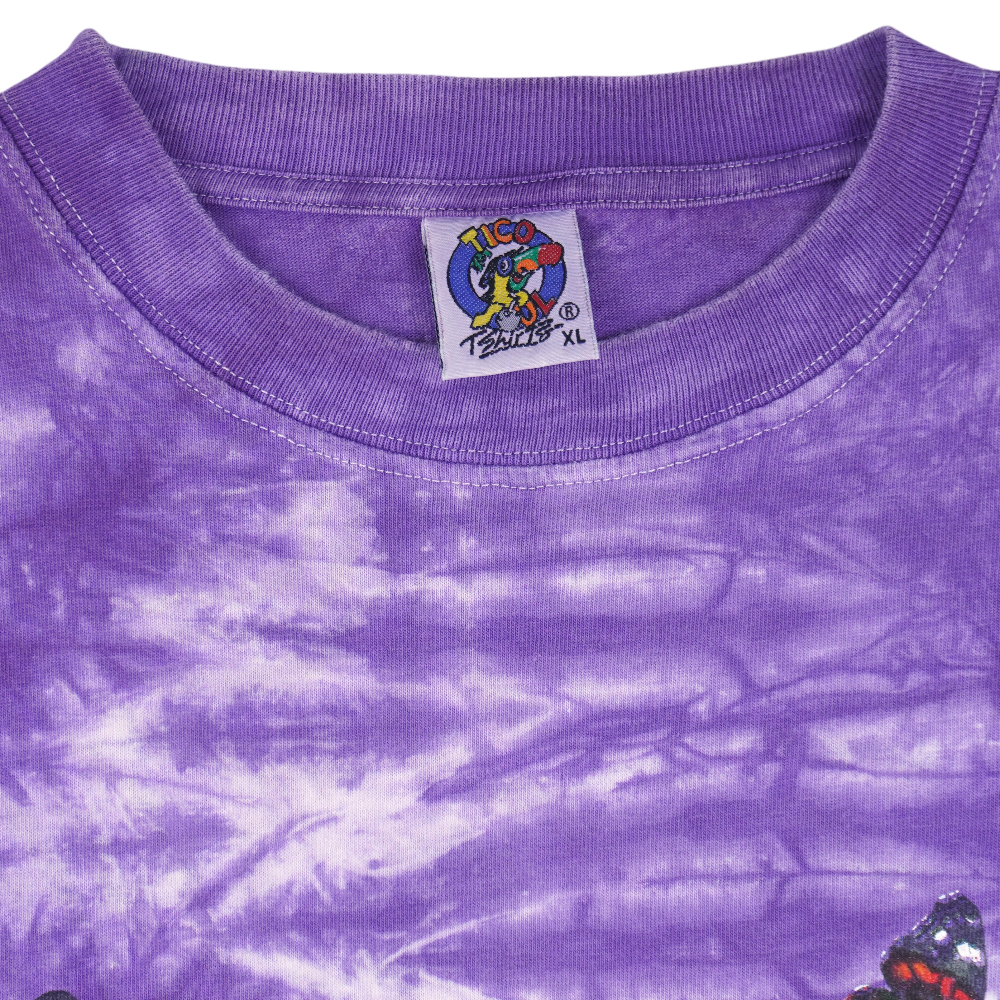 Vintage (Tico) - Butterflies Rainforest Costa Rica Tie-Dye T-Shirt 1990s X-Large Vintage Retro