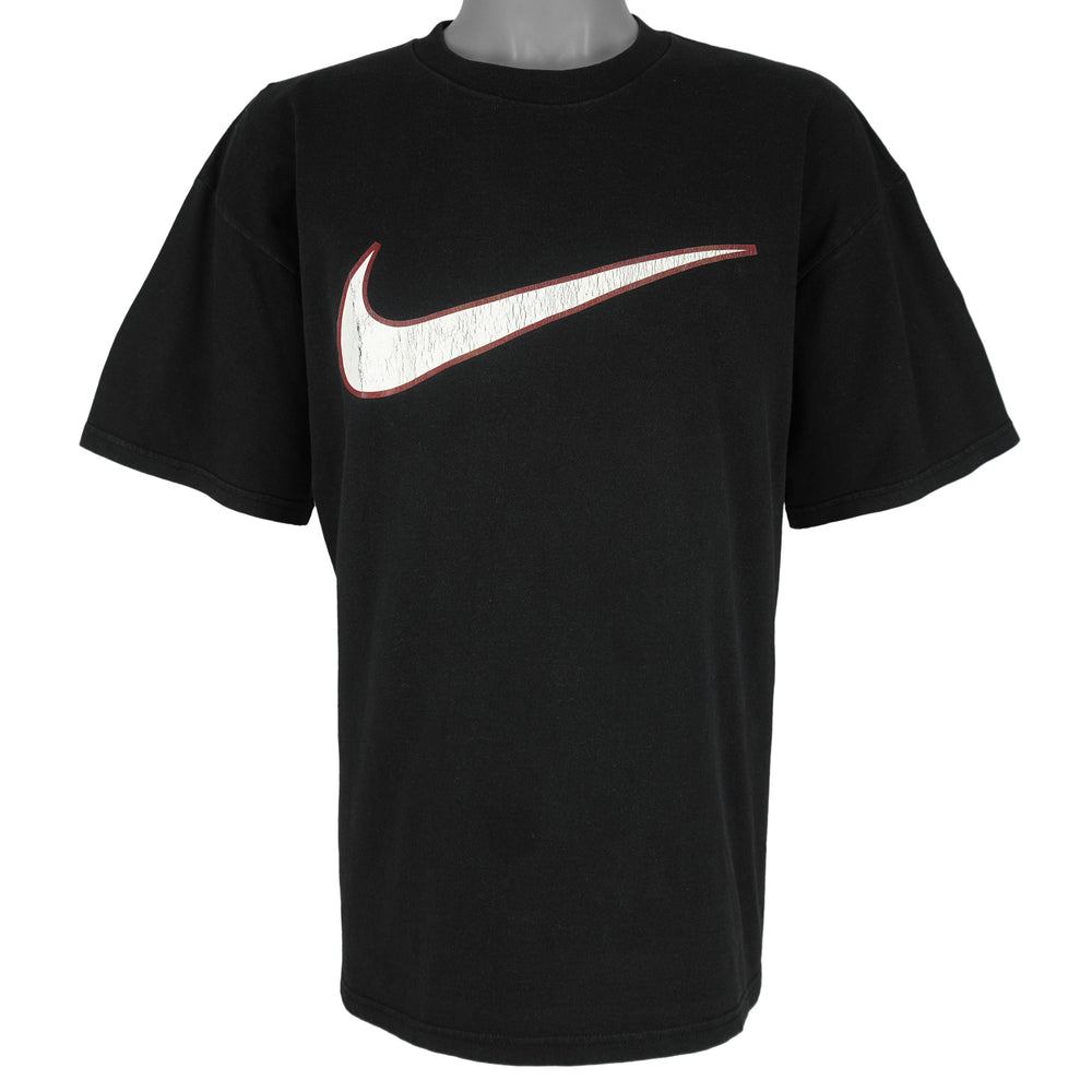 Nike - Black Big Logo T-Shirt 1990s Large Vintage Retro