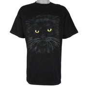 Vintage (Gildan) - Black Cat Animal Printed T-Shirt 1990s X-Large Vintage Retro