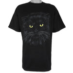 Vintage (Gildan) - Black Cat Animal Print T-Shirt 1990s X-Large