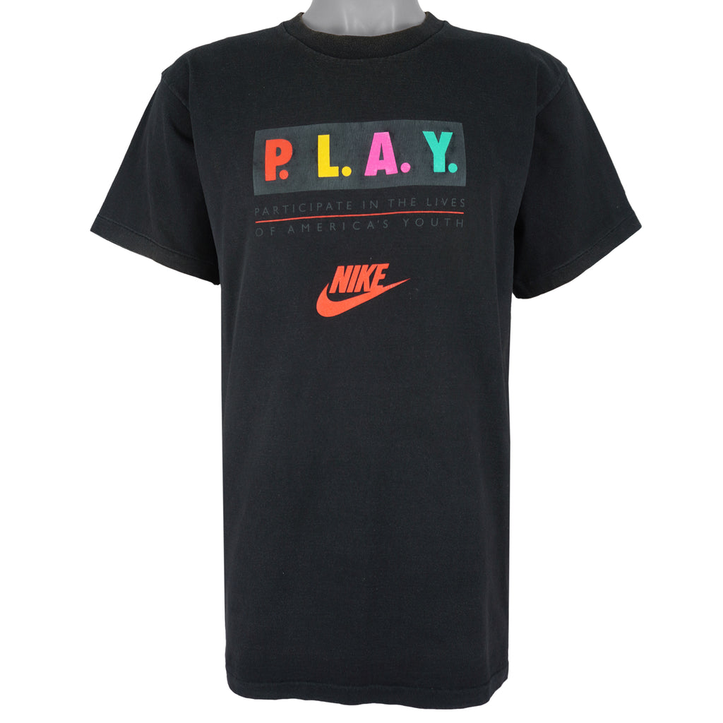 Nike - Participate In The Lives Of America's Youth Spell-Out T-Shirt 1990s Large Vintage Retro