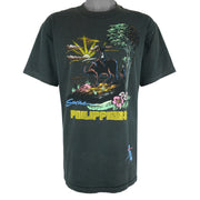 Vintage (Dibuho) - Sunrise Philippines Handpainted T-Shirt 1990s Large Vintage Retro