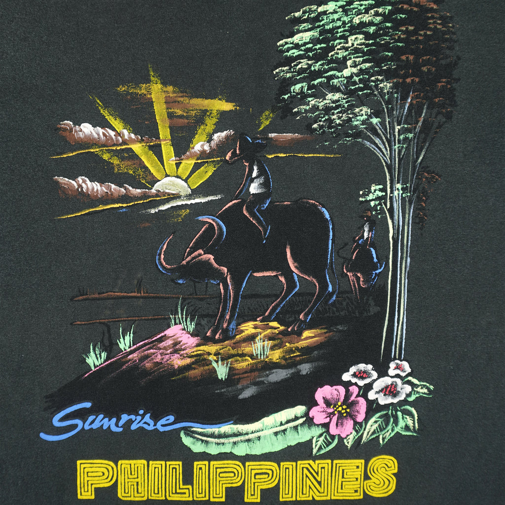 Vintage (Dibuho) - Sunrise Philippines Handpainted T-Shirt 1990s Large Vintage Retro