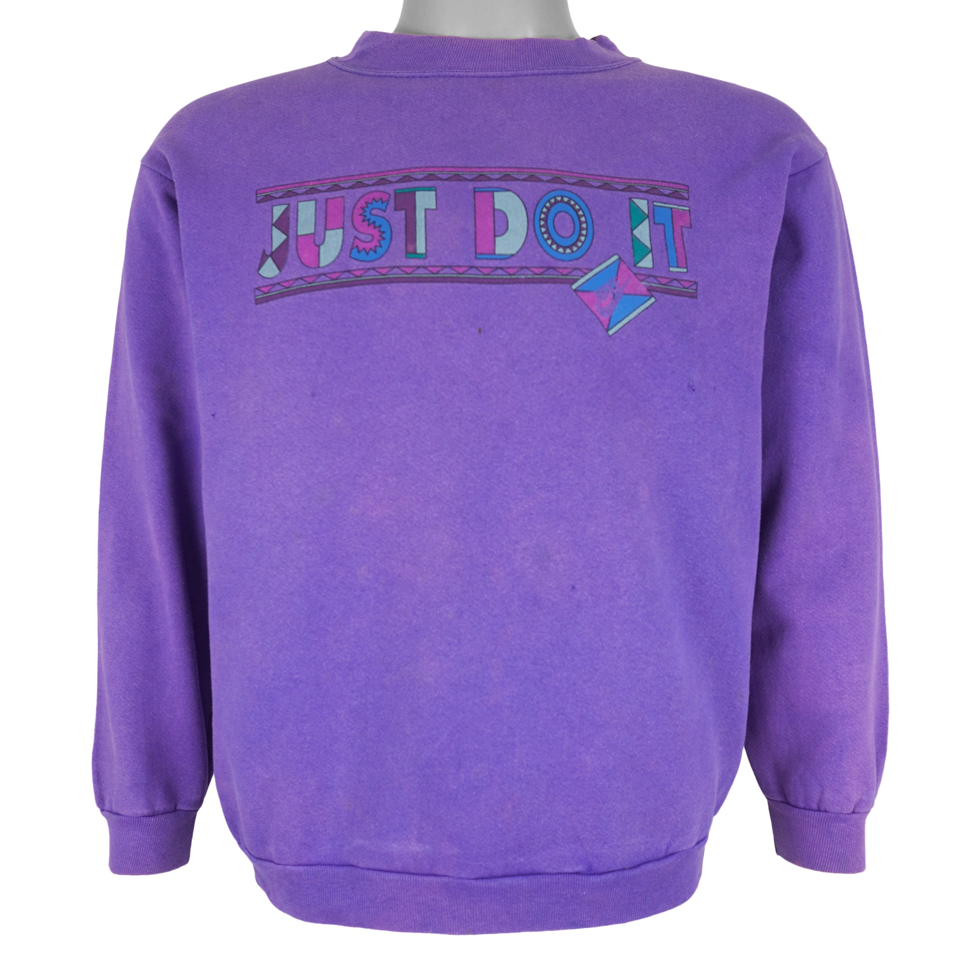 Nike - Just Do It Geometric Crew Neck Sweatshirt 1990s Medium Vintage Retro
