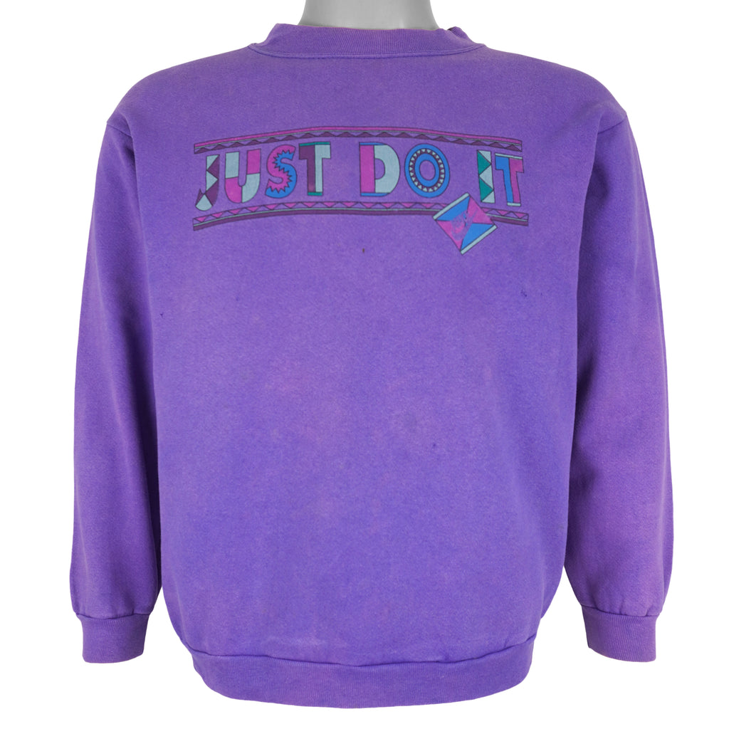 Nike - Just Do It Geometric Crew Neck Sweatshirt 1990s Medium Vintage Retro
