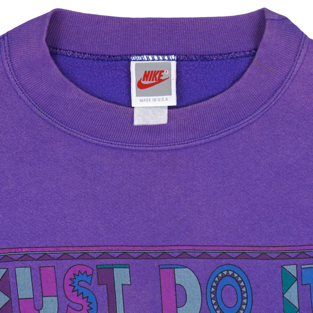 Nike - Just Do It Geometric Crew Neck Sweatshirt 1990s Medium Vintage Retro