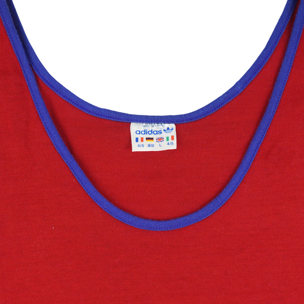 Adidas - Road Runner Spell-Out Sleeveless Shirt 1990s Large Vintage Retro