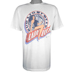 Budweiser - Bud Light Beer Lady Luck Single Stitch T-Shirt 1990 X-Large