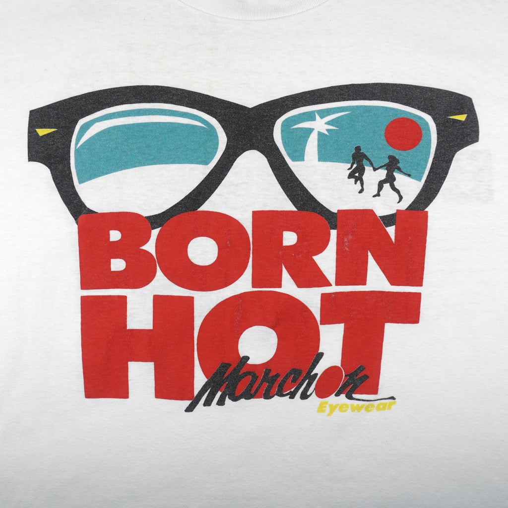 Vintage - Marchon Eyewear Born Hot Spell-Out T-Shirt 1980s X-Large Vintage Retro