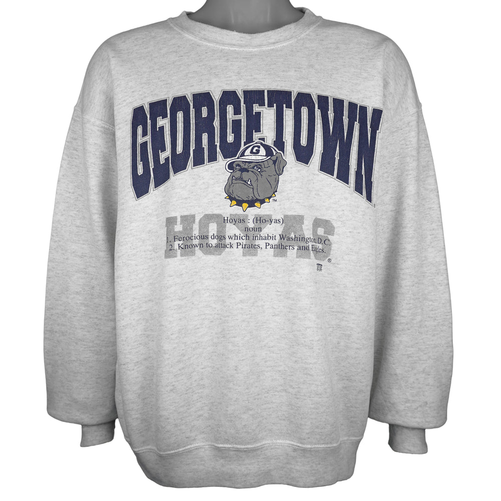 Vintage NCAA - Georgetown Hoyas "Ho-Yas" Spell-Out Crew Neck Sweatshirt 1990s Large in gray