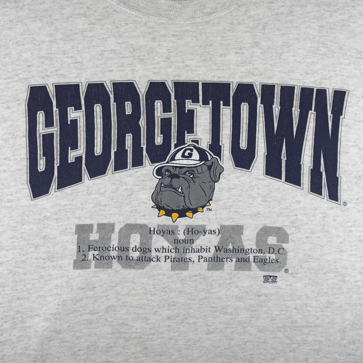 Vintage NCAA - Georgetown Hoyas "Ho-Yas" Spell-Out Crew Neck Sweatshirt 1990s Large in gray