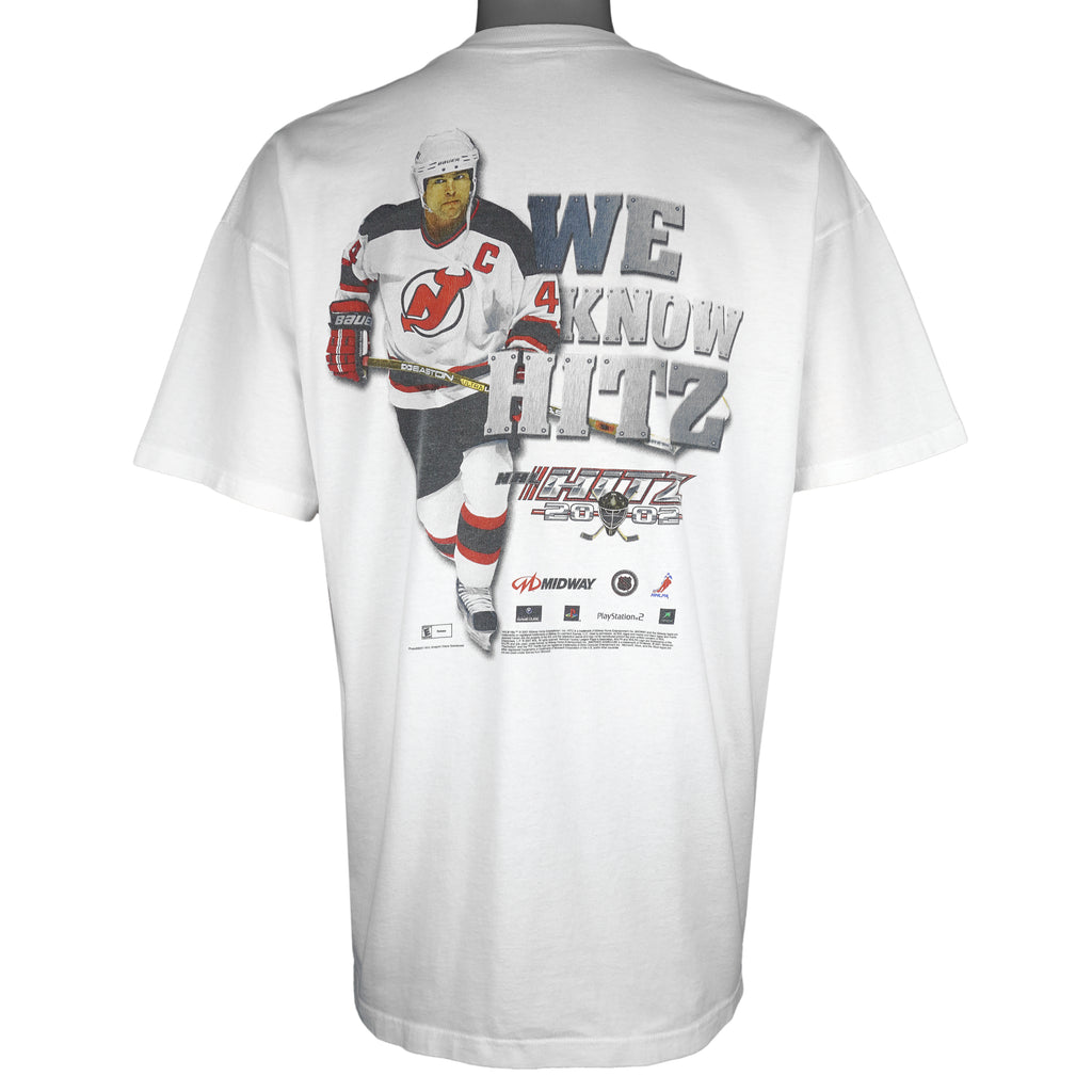 NHL (Jerzees) - New Jersey Devils Midway Games T-Shirt 2002 X-Large Vintage Retro