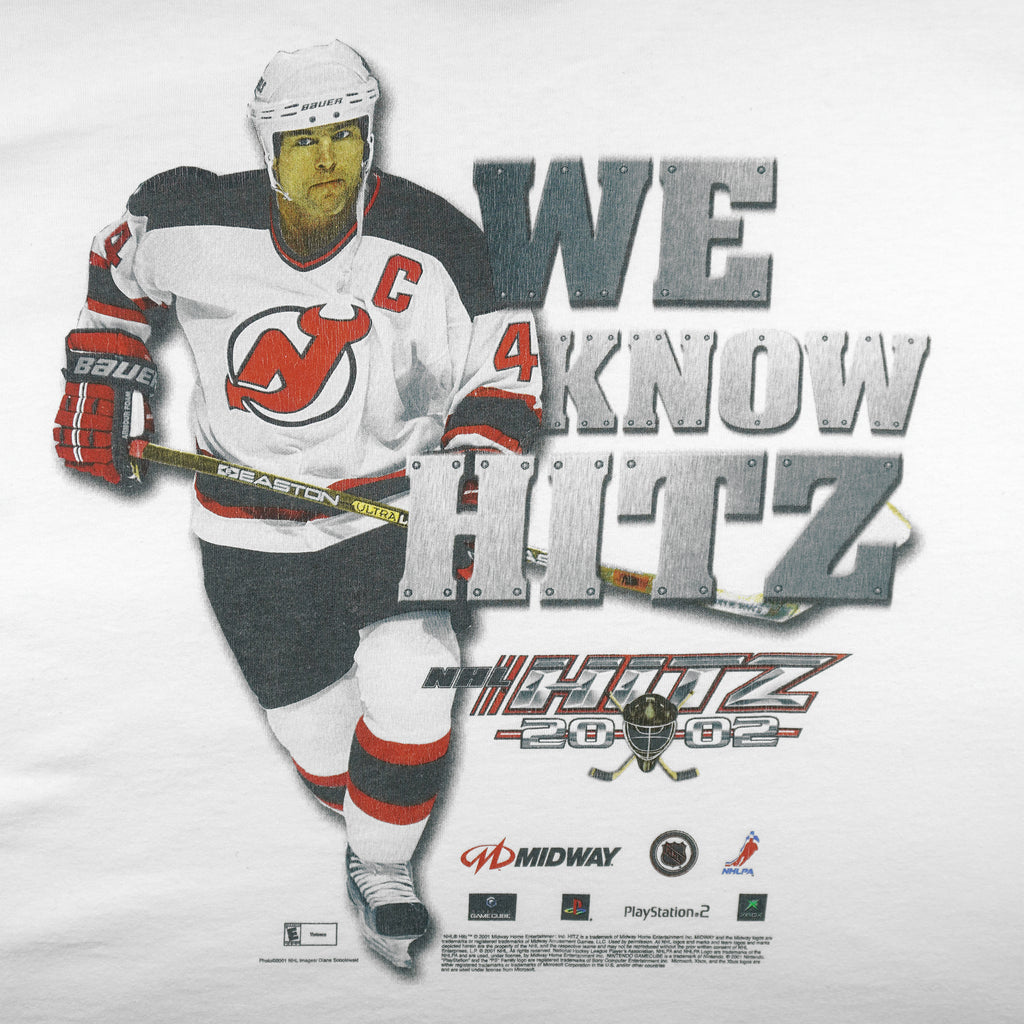 NHL (Jerzees) - New Jersey Devils Midway Games T-Shirt 2002 X-Large Vintage Retro