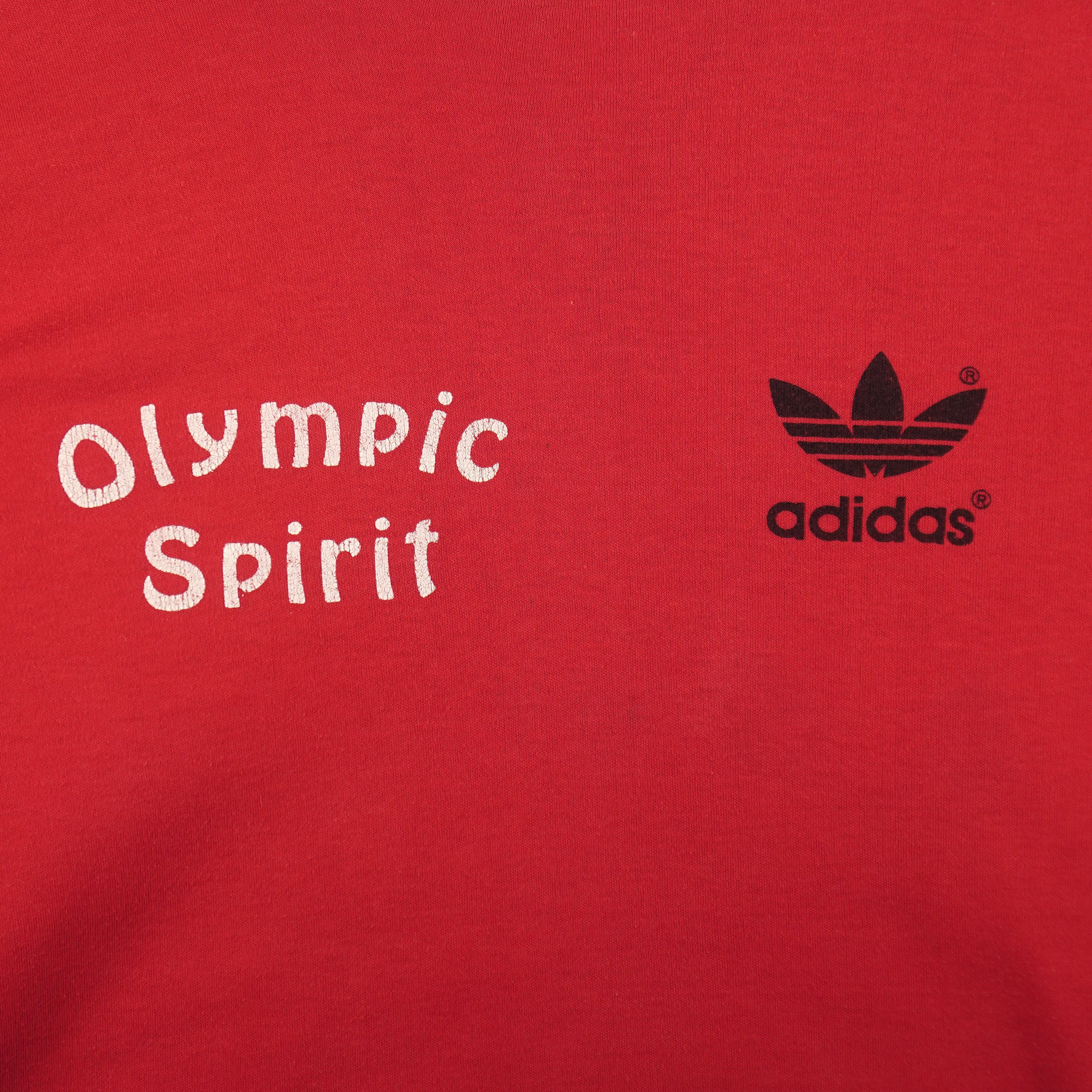 Adidas - Olympic Spirit Spell-Out T-Shirt 1980s Medium Vintage Retro