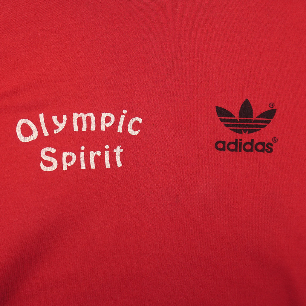 Adidas - Olympic Spirit Spell-Out T-Shirt 1980s Medium Vintage Retro