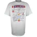 Vintage (Soffe's) - Six Facts Of Norwegian Nationality T-Shirt 1990s Large Vintage Retro