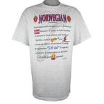 Vintage (Soffe's) - Six Facts Of Norwegian Nationality T-Shirt 1990s Large Vintage Retro