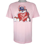 MLB (Hanes) - Pink Detroit Tigers Lover T-Shirt 1985 Large Vintage Retro Baseball