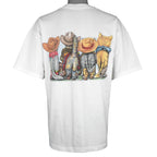 Vintage (Prints Of Tails) - Cowboy Cats Animal Print T-Shirt 1990s X-Large Vintage Retro