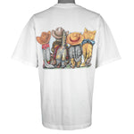 Vintage (Prints Of Tails) - Cowboy Cats Animal Print T-Shirt 1990s X-Large Vintage Retro