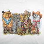 Vintage (Prints Of Tails) - Cowboy Cats Animal Print T-Shirt 1990s X-Large Vintage Retro